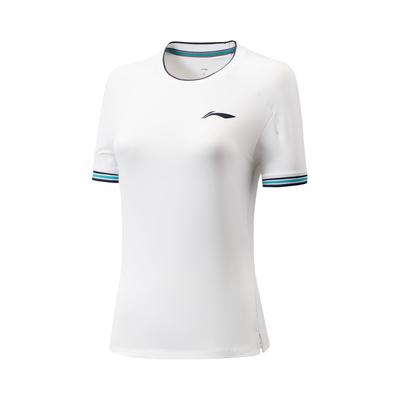 Li Ning Tennis Series Logo Comfortable Casual Sports T-Shirt Women Tops Standard-White AAYU600-1