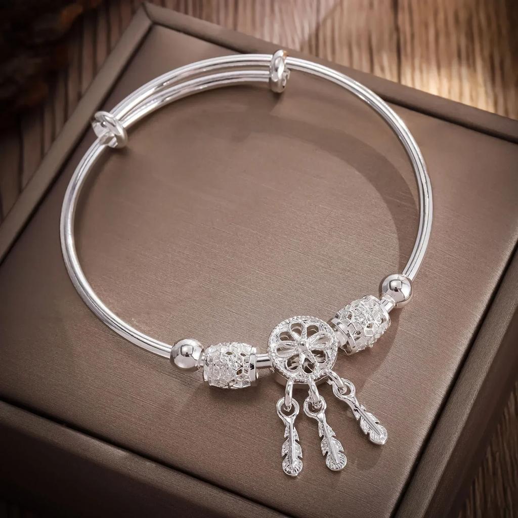 Kupferarmbänder für Damen Quaste Feder Runde Perle Armreif Verstellbares Charm-Armband Luxus Hochzeitsschmuck Geschenke