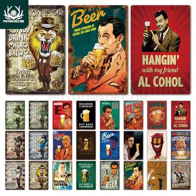 Putuo Decor Panneau en Métal Drôle Bière Plaque Métallique Affiche Vintage Décor Mural pour Bar Pub Club Man Cave Art Rétro Décoratif