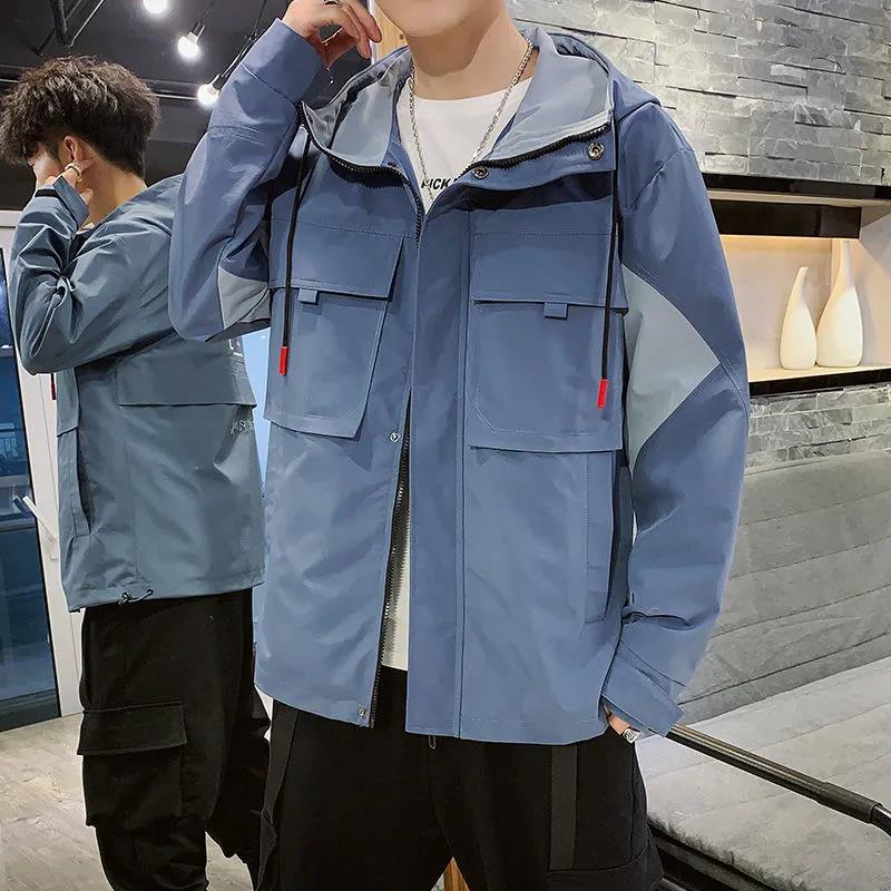 Men Regular Jacket Spring Boutique Hooded Workwear Soft and Comfortable Coat Casual Loose Parka Large Size