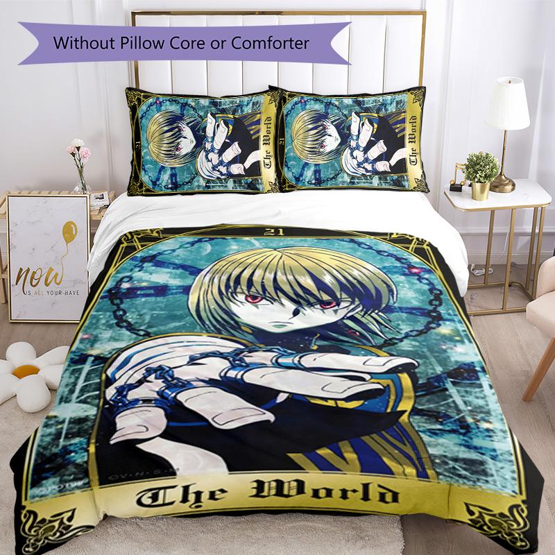 Kurapika 3pcs Bedding Set Duvet Cover Closure Includes 1 Duvet Cover & 2 Pillowcases for All Seasons Bedroom Home Dorm Decor