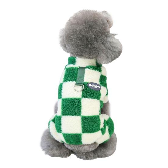 

Одежда для домашних животных, мягкий теплый флисовый комбинезон для собак, зимняя одежда с клетчатым узором, одежда для четвероногих L зелёный