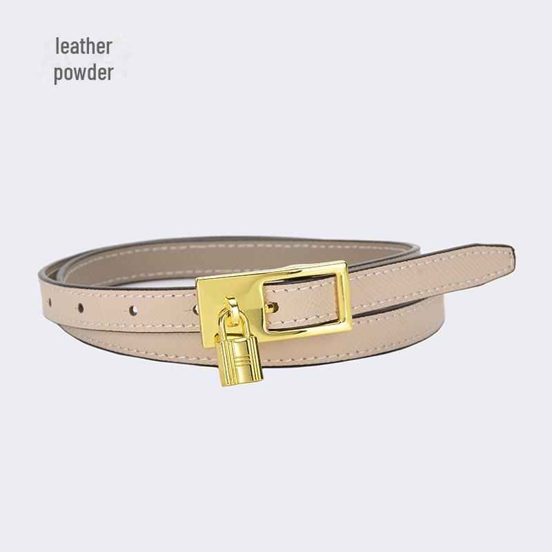 Women's Fashion Leather Belt with Lock Pin Buckle and Adjustable Pockets - Slim All-Match Design