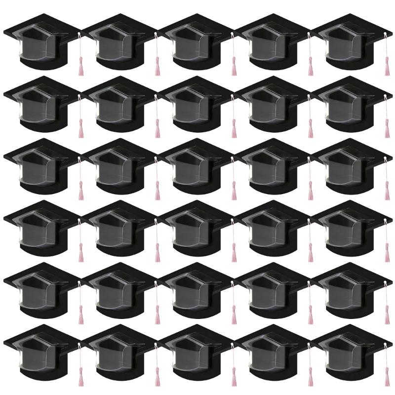 Pack Of 1/5/10/30 Graduation Cap Candy Cards With Plastic Dome And Tassels For Party Favors And School Celebration