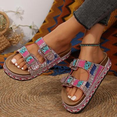 Nuove Scarpe Casa Piattaforma Infradito Estive da Esterno Sandali da Spiaggia Moda Estiva Sneakers Donna Scarpe con Piattaforma e Paillettes Sandali da Donna