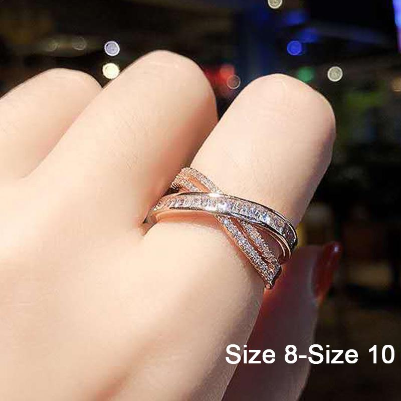 Huitan Statement Luxury Cross Rings for Women Metal  Color/Rose Gold Color Dazling CZ Female Accessory Daily Wear Jewelry