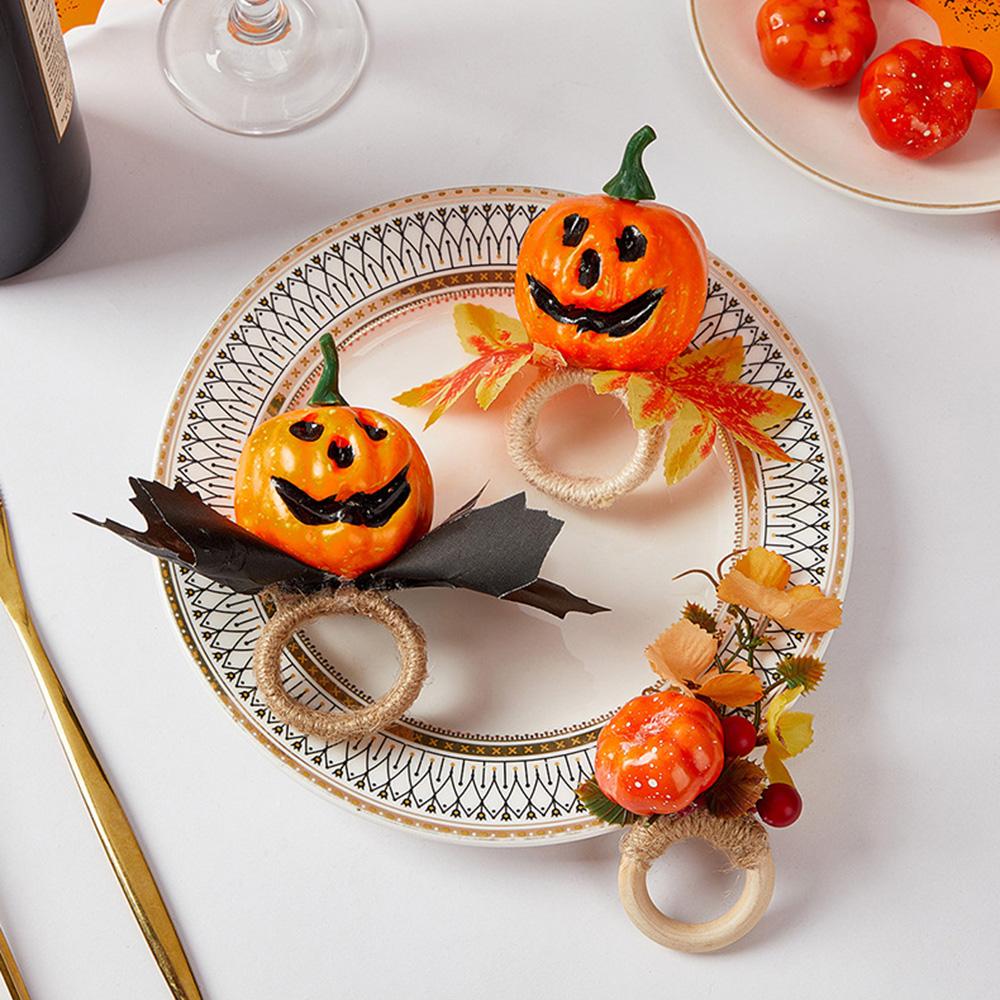 

1PCs Halloween Table Decor Ghost Pumpkin Napkin Ring Scary Eyeball Napkin Holder Happy Thanksgiving Party Home Decorations 2024