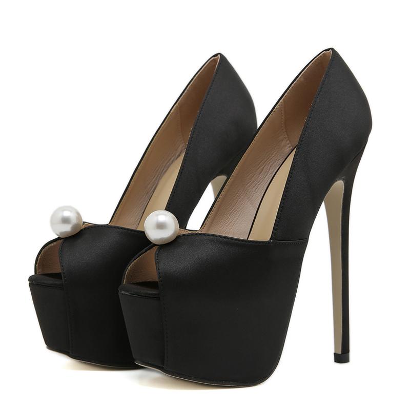 Fashion Eilyken Fashion String Bead Platform Pumps Women High Stiletto Heels Peep Toe Party Stripper Shoes Zapatos De Mujer