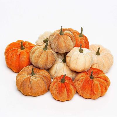 12 Pieces Simulation Velvet Pumpkins Decor Super Soft Stuffed Pumpkin Halloween Diy Craft Thanksgiving Home Festival Decoration