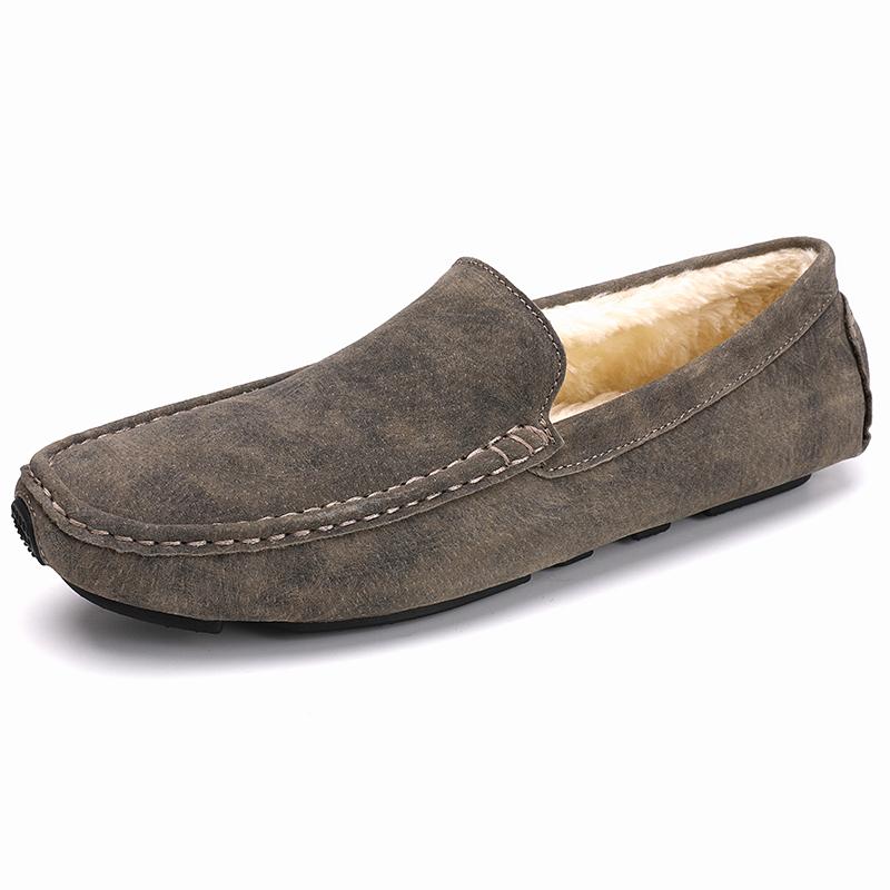 Ciepłe zimowe mokasyny Modne buty śnieżne Slip on Nowe wygodne męskie buty do jazdy samochodem Oryginalne skórzane męskie buty codzienne Mokasyny