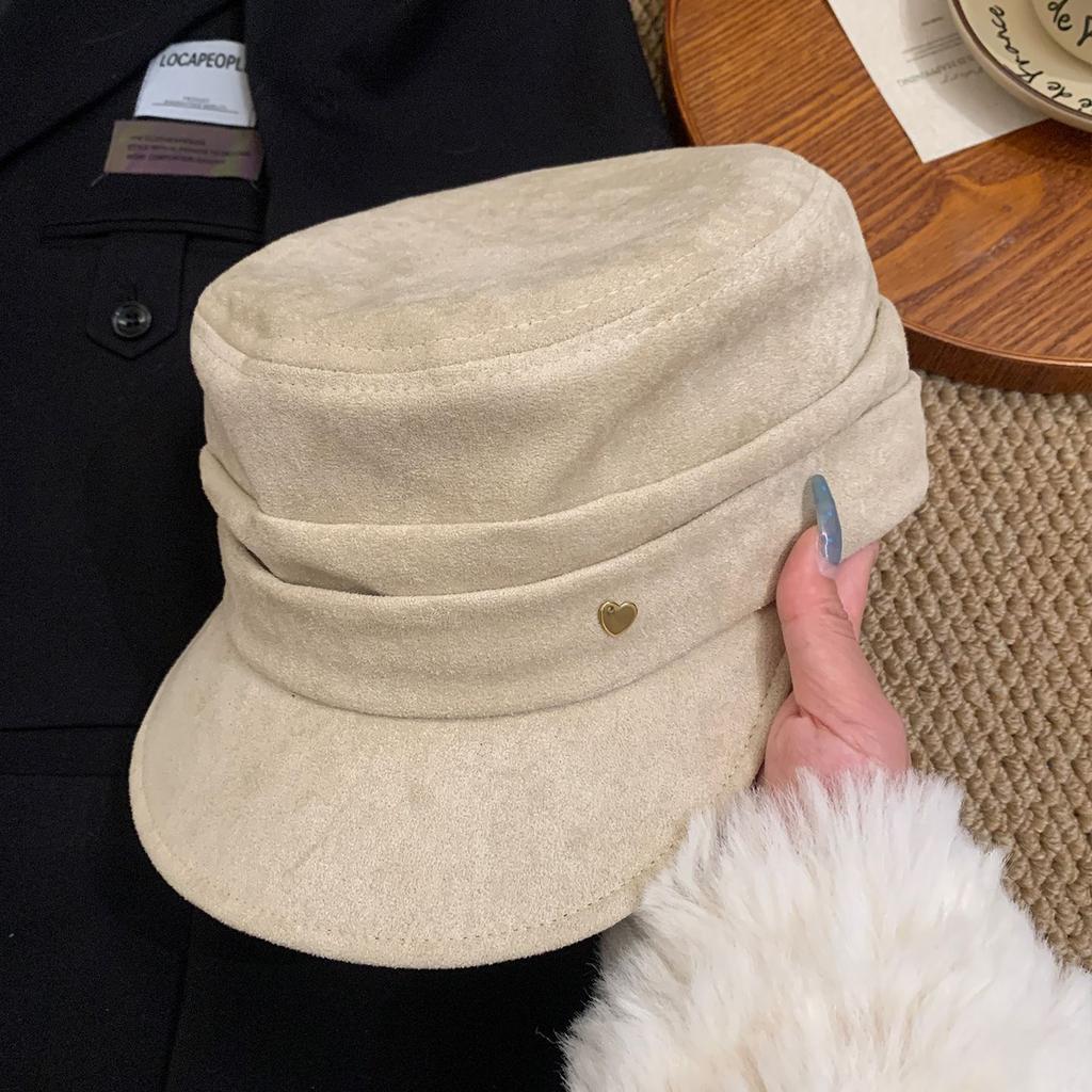 Japanese Retro Equestrian Hat Suede Duck Tongue Beret Women'S Casual Versatile Spring And Autumn Octagonal Hat Shows Small Face