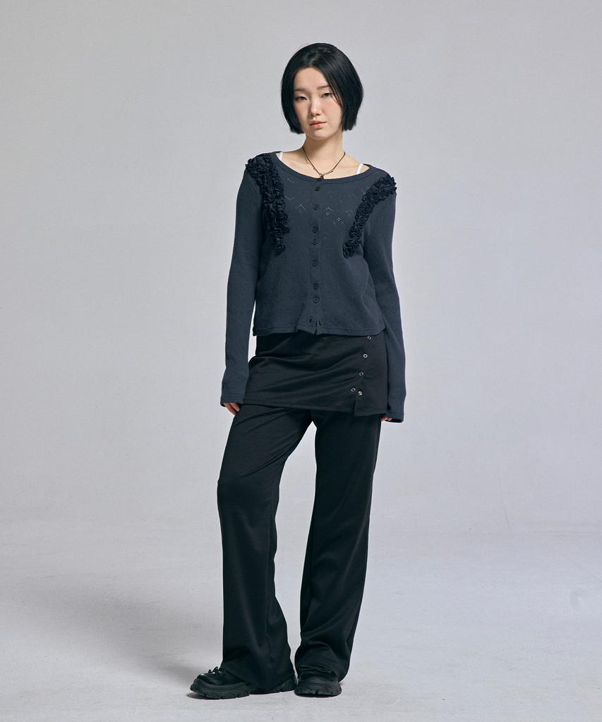 AWESOME STUDIO Layered Skirt Pants Black