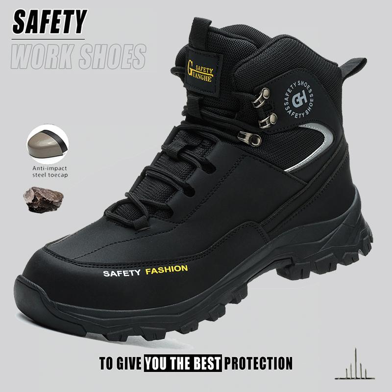 Mens Safety Shoes With Steel Toe Waterproof Boots Puncture Proof Anti-smash Mens Outdoor Work Sneakers Protective Work Boots