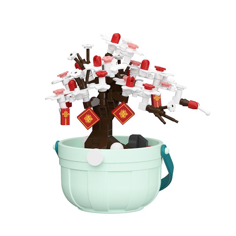 

Eternal Flower Succulents Plant Potted Spring Festival Money Tree Lucky Bamboo Micro Building Blocks Bricks Toys For Kids No original Box