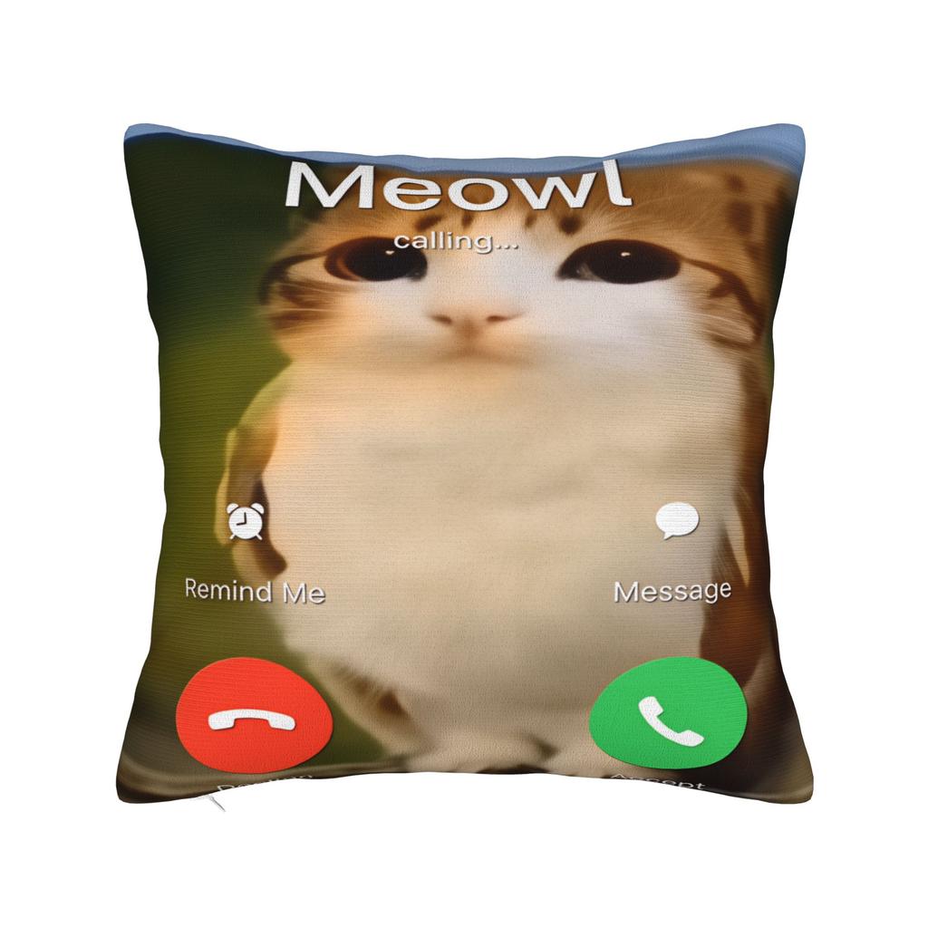Funny Meowl Cat Owl Pillow Cover Retro Trendy Pillow Case For Living Room Bed Chair Comfy Pillowcases Birthday Gift