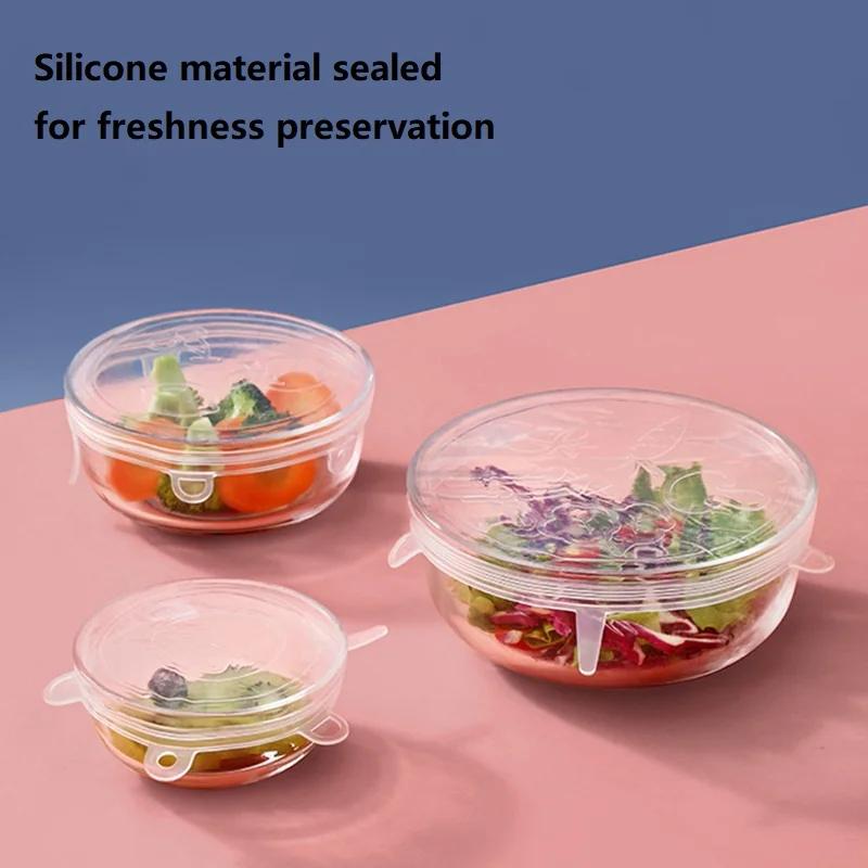 6pcs/set Smiling Face Multifunctional Fruit and Vegetable Fresh-Keeping Cover Reusable Silicone Stretch Lids for Food Bowls
