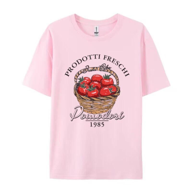 Cute Italian Tomato Print TShirts for Women Loose Vintage Aesthetic Vegetable Tshirts Garden Shirt FeUnisex Cottagecore Clothing