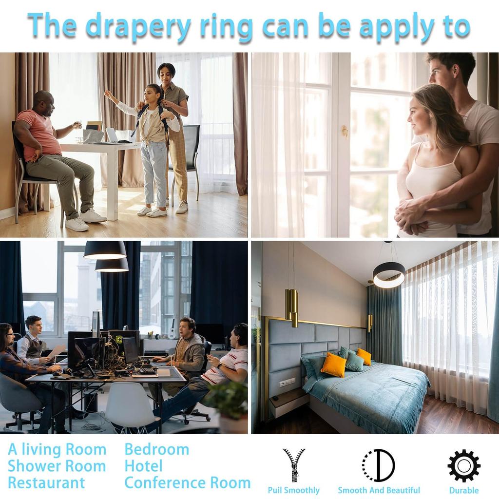 24 Black Eyelet Curtain Rings with Grommets for Curtain 32mm Inner Metal TXZWJZ Rods, Diameter, Drape,