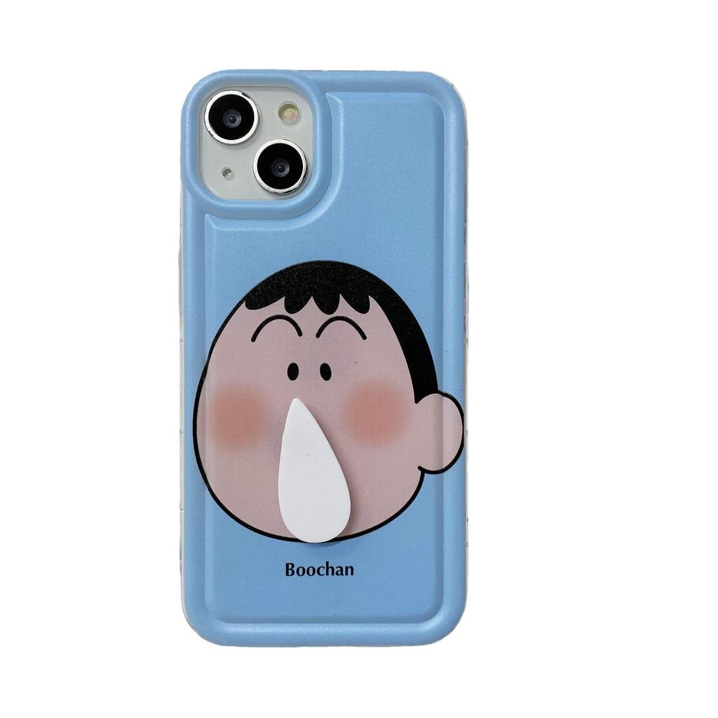 IPhone 16 Crayon Shin-chan Drehbarer Ah Dai Rotz Airbag Weiche Hülle mit Fotorahmen für Apple 12