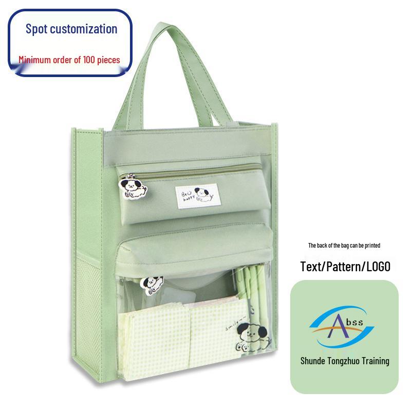 Transparent Canvas Art Bag: Portable Storage for Primary Students