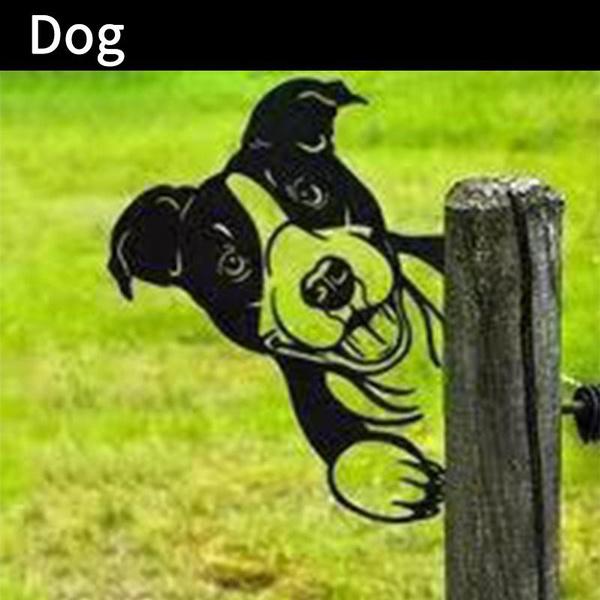 Farm Peeping Cow Cattle, Metal Art Outdoor Garden Pendant Decoration, Peeping Cow Horse Sheep Chicken, Yard Garden Peeking Cow Ornament Steel