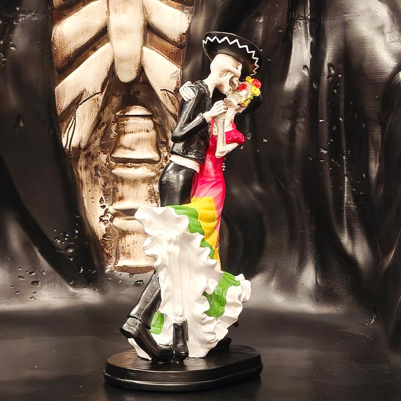 Day of the Dead Skeleton Dancing Statue Creative Resin Holiday Sculpture for Festive Decoration Ornament