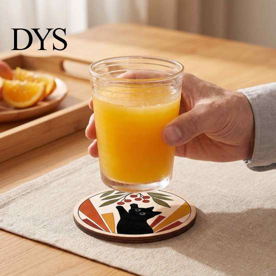 Stackable Coaster Set 4PCS Black Cat Acrylic Coasters, Christmas Festive Tabletop Coffee Table Protection Pads Mats, Non-Slip Rounded Coasters