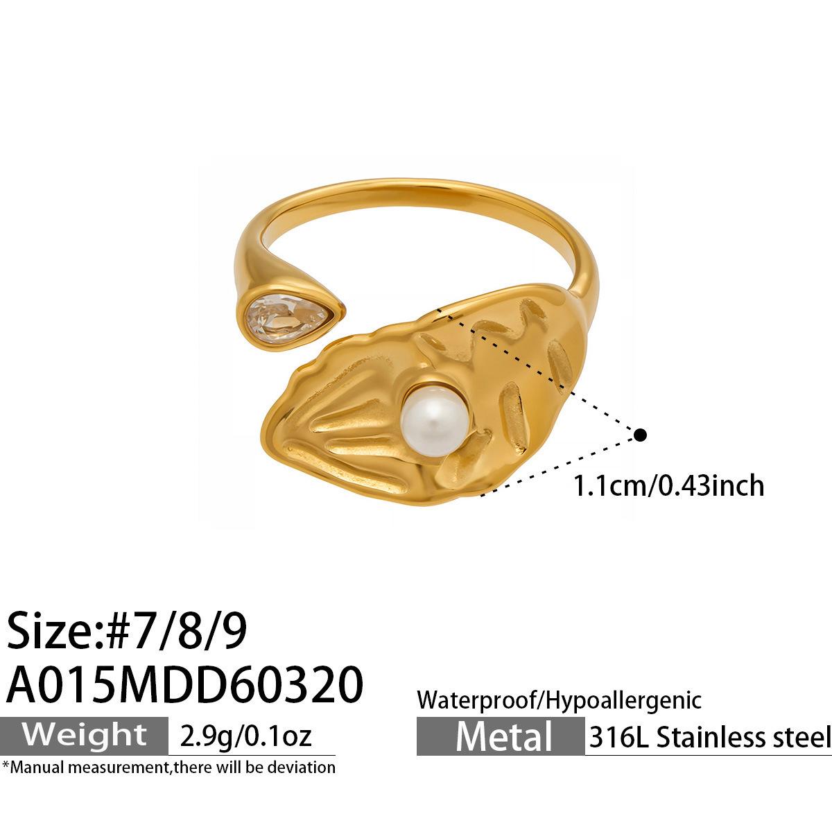 18K Gold-Plated Zirconia Pearl Ring Set - Exquisite European & American Fashion Design