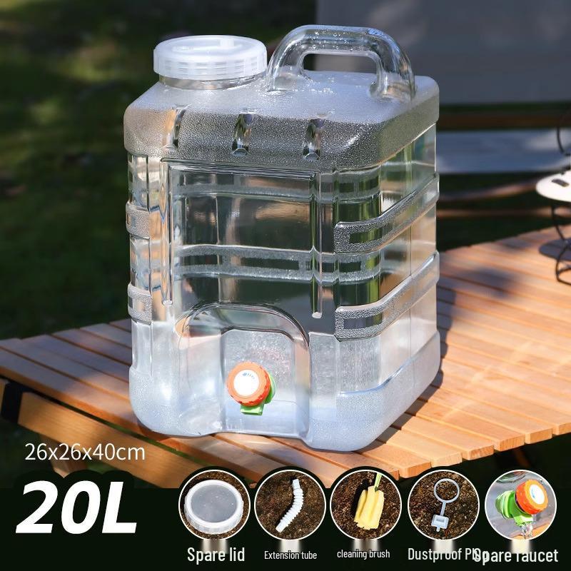 Großer transparenter Outdoor-Wassertank mit Hahn für Auto Reisen und Selbstfahrertouren.