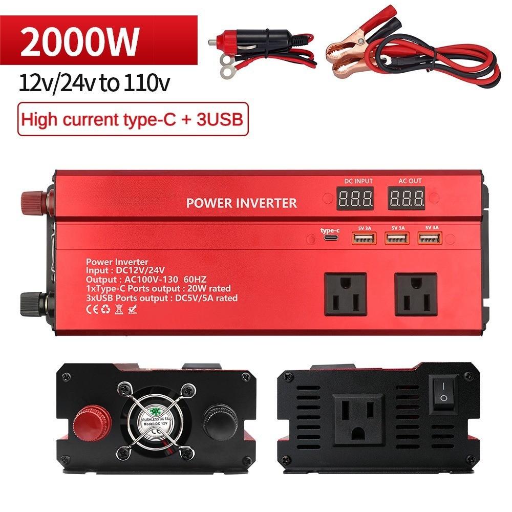LED Digital Display Car Inverter High Power Portable Household Inverter Small Multifunctional Voltage Converter