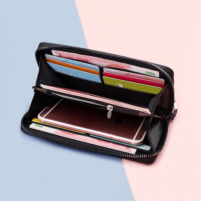 Men's Large Capacity Long Zipper Wallet Wristlet Clutch and Phone Bag