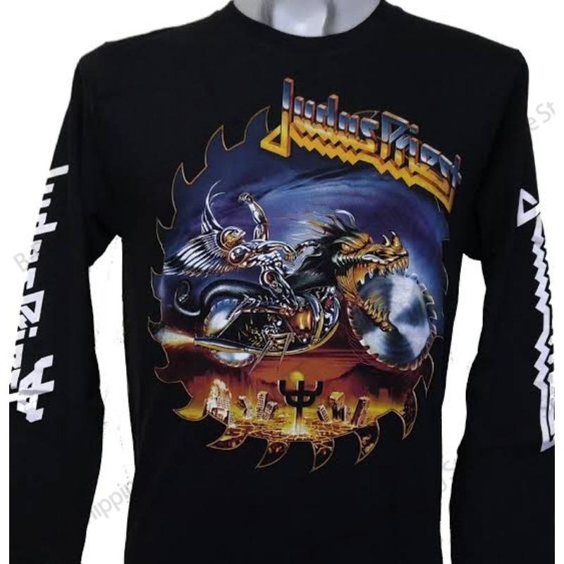 Herren Neues Rock Langarm-T-Shirt Judas Priest Band 3D-Druck T-Shirt Herren Damen Mode Hip Hop Oberteile T-Shirts Herrenbekleidung Y2k Hemd