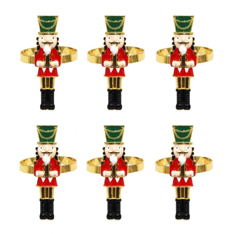 Christmas Themed Nutcrackers Shape Napkin Rings Metal Alloy Dining Table Accessories Nutcrackers Themed Tableware