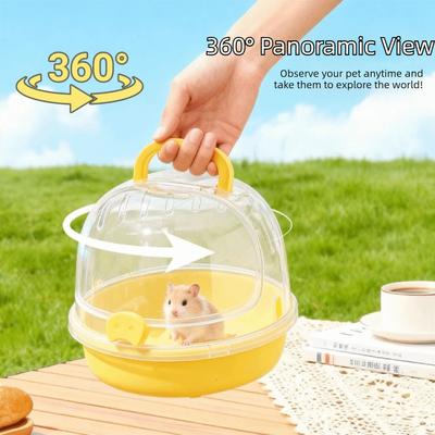 Großer Raum Tragbarer Hamsterkäfig Atmungsaktiv Transparent Reise-Hamsterbox Bequemes Zuhause Handgehalten