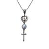 Gothic Cross Necklace Pendant With Agate Heart For Vintage Jewelry Enthusiasts