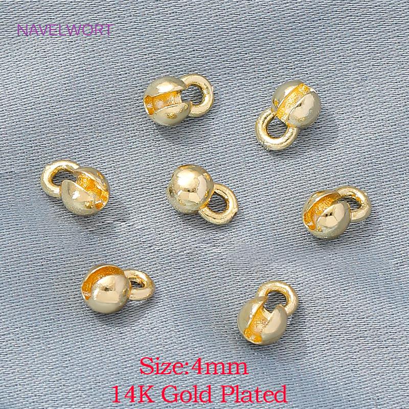 18K Gold Plated Brass Crimp Beads,End Caps For Jewelry Making,Clam Shell Bead Tip Crimp Ends Beads,DIY Bracelets Accessories