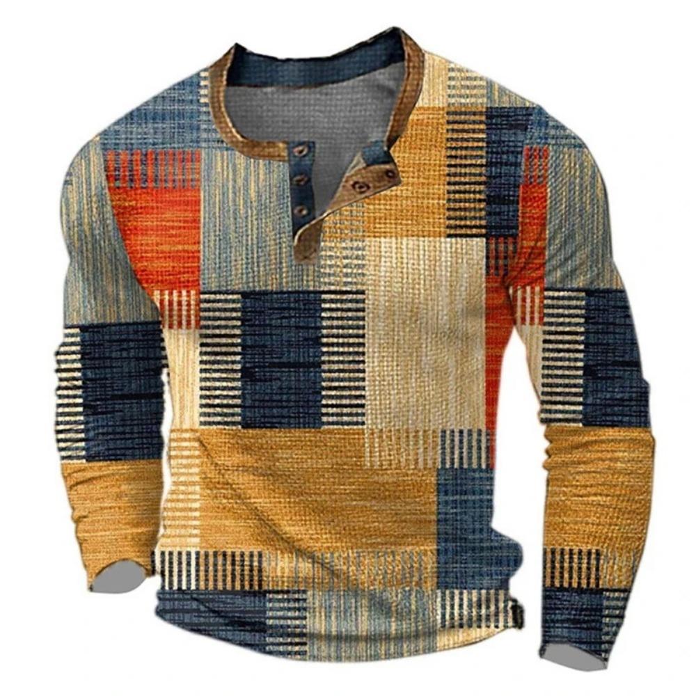 Maglietta vintage a maniche lunghe da uomo con stampa DTG 3D