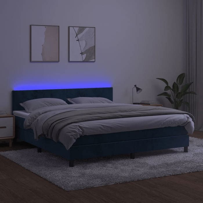 VidaXL Slatted Bed Base with Mattress and LED, Upholstered Bed, Double Bed, Adult Bed for Interior Bedroom, 3134295