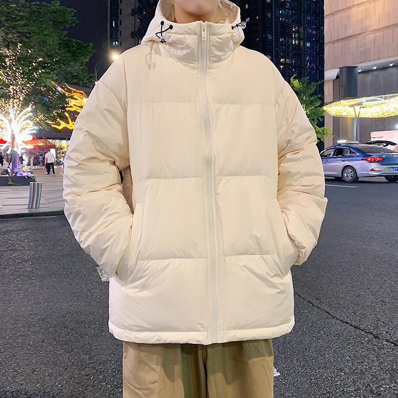 White duck down jacket men's new winter thickened hooded Hong Kong style ruffian handsome versatile loose down jacket