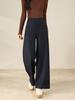 Women's Gray Wool High-Waisted Wide-Leg Floral Pants - Winter Casual, Thickened, Loose, Slimming, Versatile