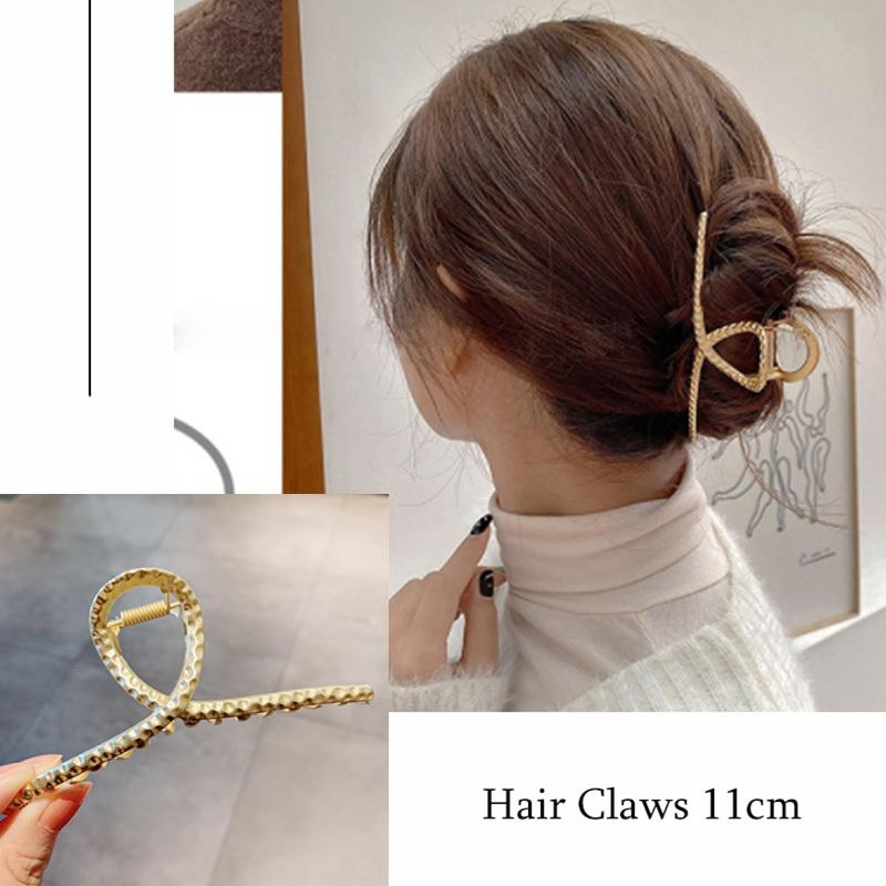 Fashion Metal Hair Claw For Women Gold Silver Color Cross Crab Hair Clip Korean Elegant Geometric Hairpin Girl Hair Accessories