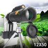 12X50 Zoom Tripod Monocular Telescope 1200m/8000m Portable Camping Phone Clip Prism Long Distance Field Of View