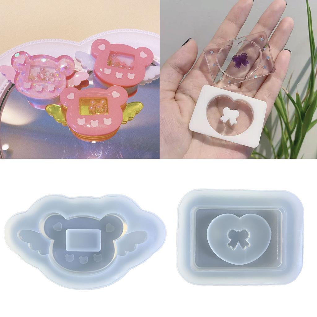 DIY Angel Bear Bowknot Ornament Quicksand Silicone Epoxy Mold DIY Keychain Pendant Jewelry Craft Mould for Birthday Gift