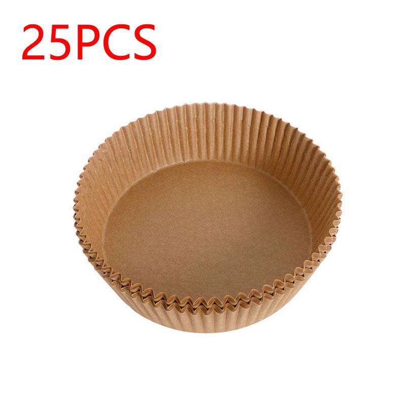 

25/50 шт. Одноразовые пергаментные вкладыши для аэрофритюрницы, маслостойкие бумажные лотки, антипригарные коврики для выпечки, аксессуары для аэрофритюрницы, круглые