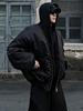 Men's American Faux Two-Piece Quilted Winter Bomber Jacket with Hood
