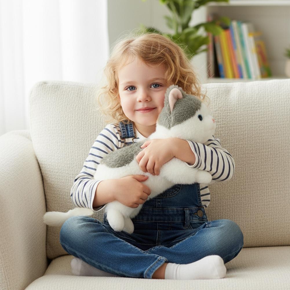30Cm Fluffy Striped Cat Plush Doll Kitten Toy Cartoon Cute Cushion Pillow Home Decoration Children'S Gift Toy