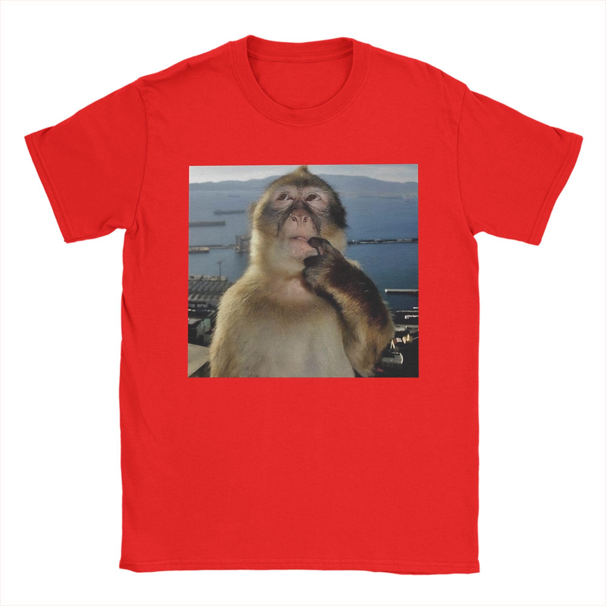 Funny Thinking Monkey Meme Tee Shirt for Unisex Women Graphic T Shirts  Cotton Clothing S