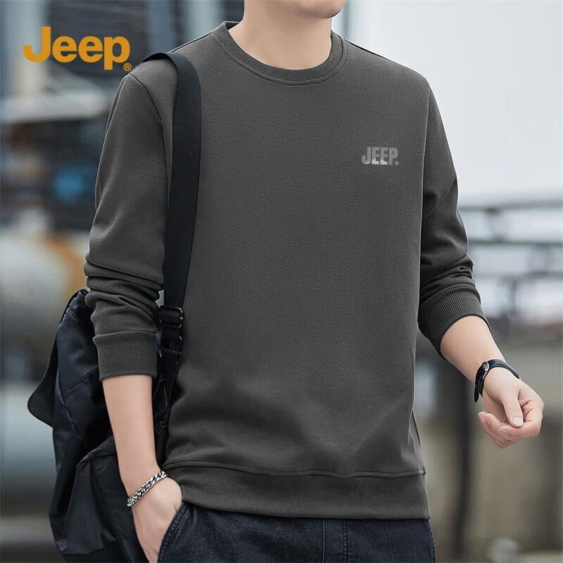 JEEP Men's Round Neck Loose Fit Sweatshirt with Mountain Logo Print