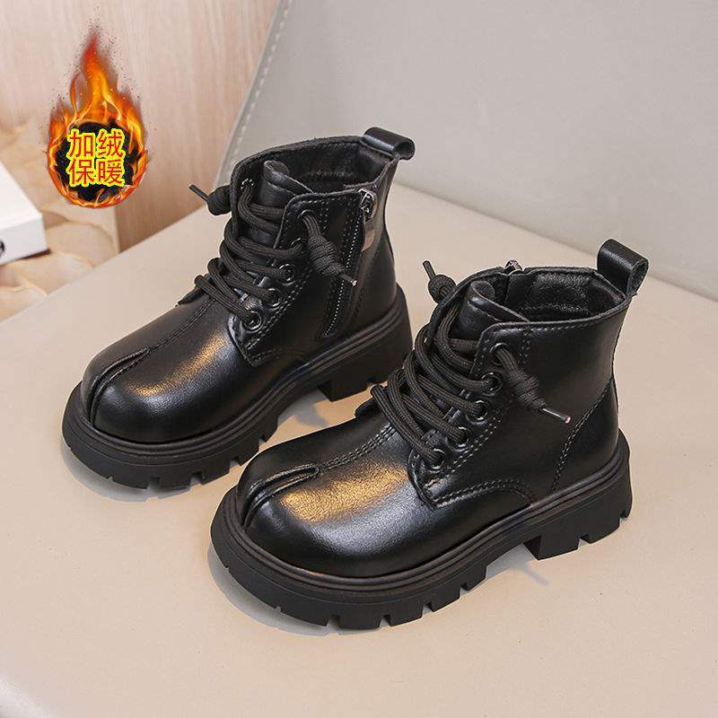 

Детская хлопковая обувь Зимняя обувь для девочек Утепленные флисом ботинки Мартина для девочек Мягкая подошва Обувь для мальчиков Детская хлопковая обувь size 33 [shoe inner length 20.2 cm]