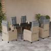 VidaXL Garden Dining Set with Cushions 7 Pcs, Table and Chairs with Adjustable Backrest, Outdoor Furniture, 3212838